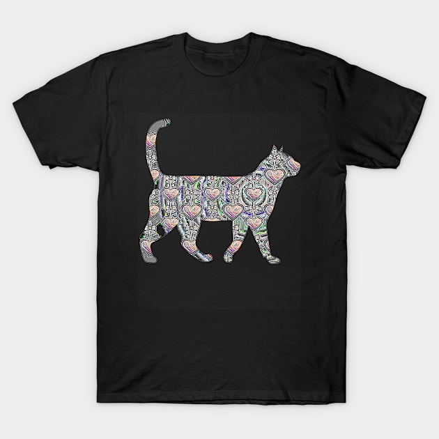 Intricate Cat heart Videogame Design T-Shirt by GreenCowLand